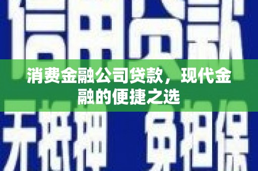 广汉消费金融公司贷款，现代金融的便捷之选