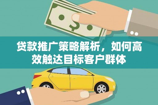 惠济贷款推广策略解析，如何高效触达目标客户群体