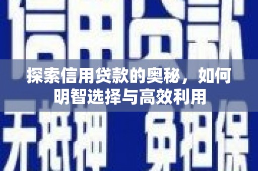 金州探索信用贷款的奥秘，如何明智选择与高效利用